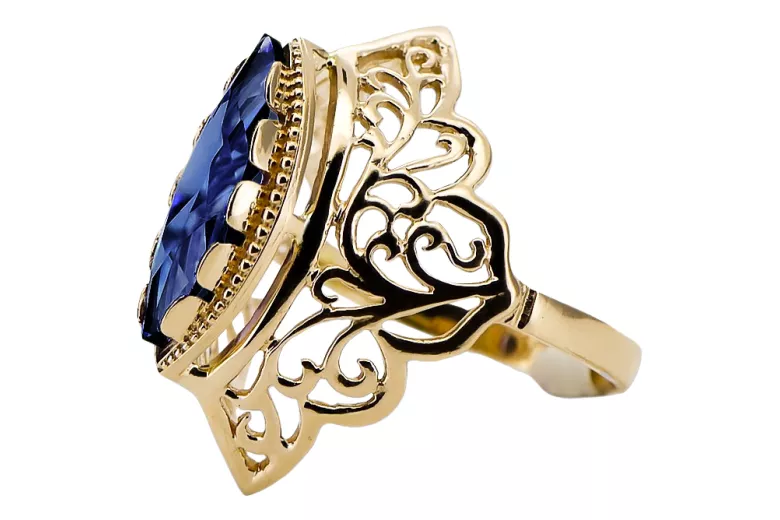 Ring Vintage Handwerk Saphir 14 Karat Gelbgold vrc017y